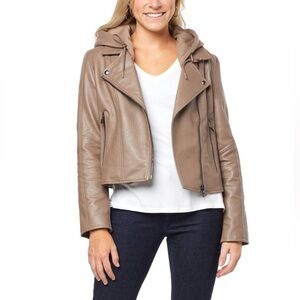 BlankNYC Hooded Faux Leather Moto Jacket - XL